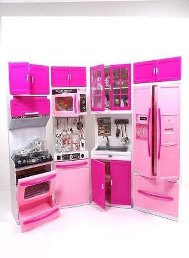 Mahi Enterprise Pretty Girl Dream House Kitchen Set - 4-Layer Big Modern Pretend Kitchen Toy for Girls (Pink) - Image 3